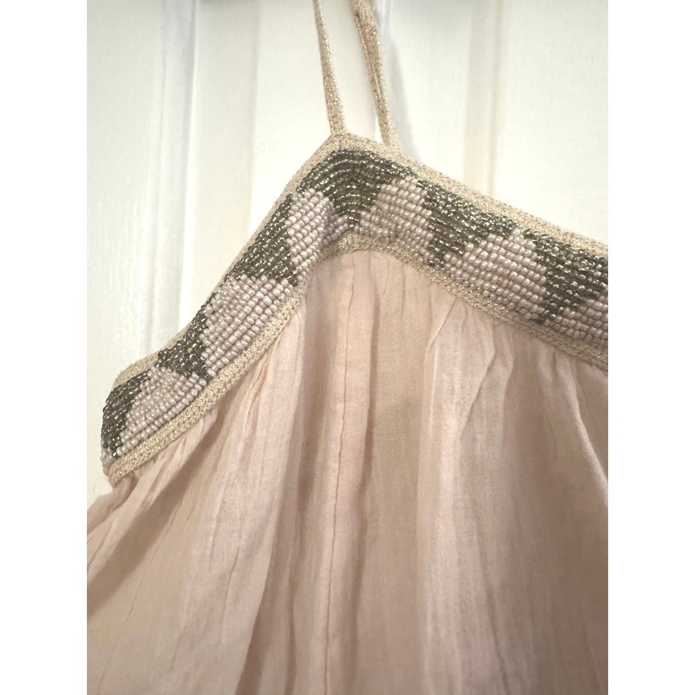 American Eagle Loose Lagenlook Boho Beaded Cropped Tank Top Medium - Picture 3 of 6